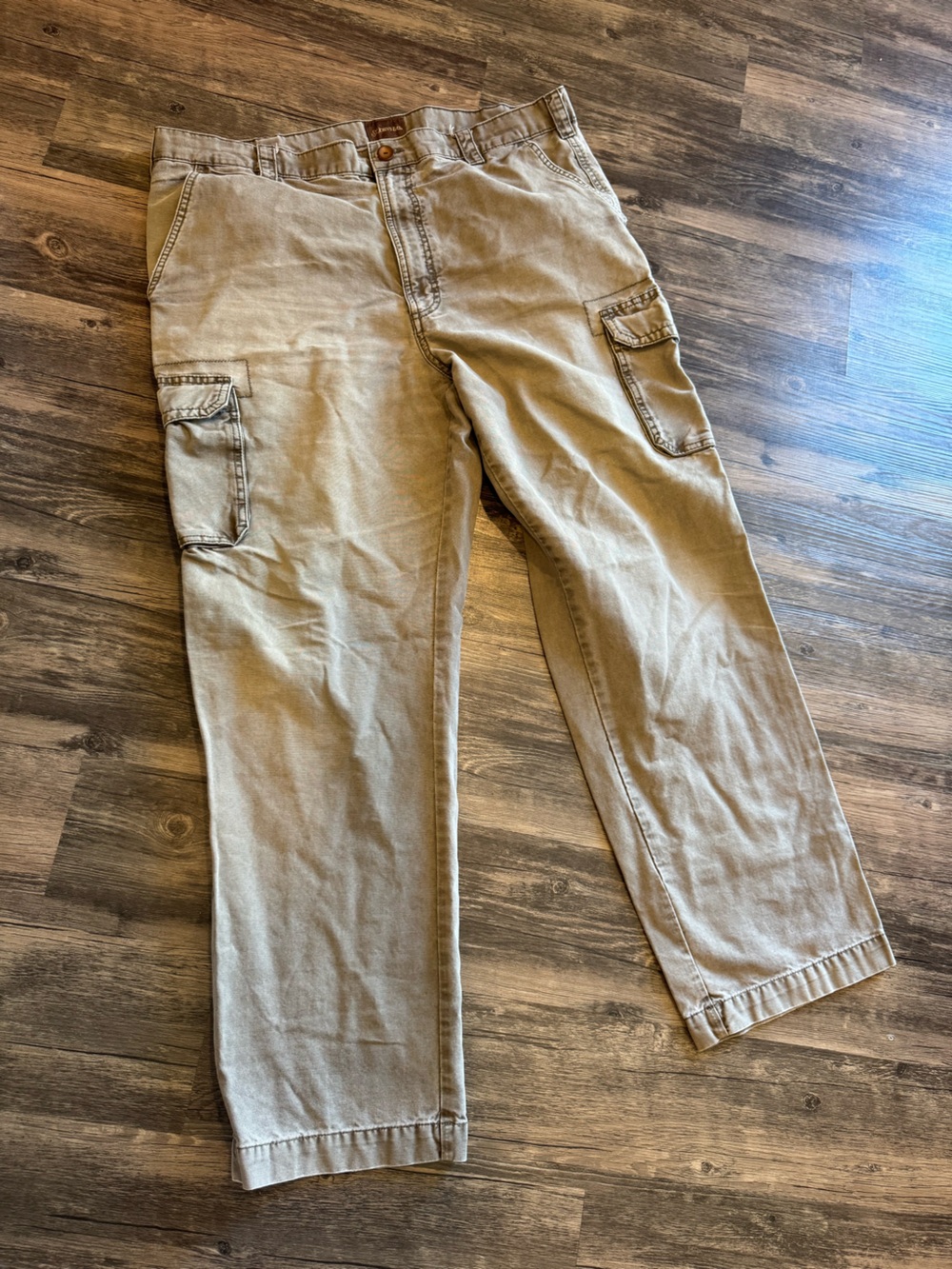 St Johns Bay Y2K Men's Olive Green Cargo Pants Cotton Size 40x32 Pockets